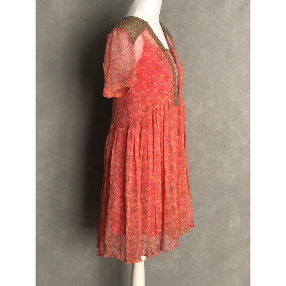 Maeve by Anthropologie Women's Size 0 Mix Print Floral Dress Pink - Picture 3 of 10